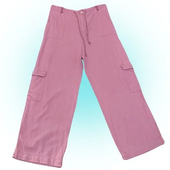 COMFY SINCERLY JULES LINEN BLEND WOMEN'S CARGO PANTS EUC XL - Picture 1 of 8